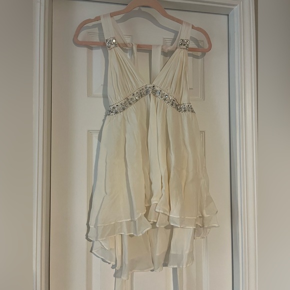 Victoria's Secret Other - Victoria Secret Vintage Elegant Silk Cream Babydoll with Silver Sequins